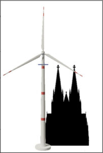 Größenvergleich WEA vs. Kölner Dom